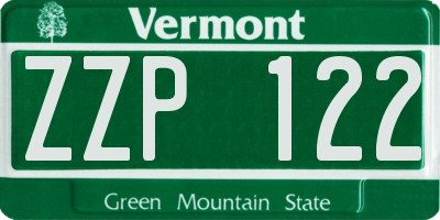 VT license plate ZZP122