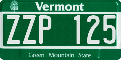 VT license plate ZZP125