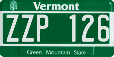 VT license plate ZZP126