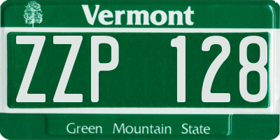 VT license plate ZZP128