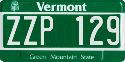 VT license plate ZZP129