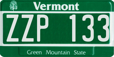 VT license plate ZZP133