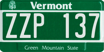 VT license plate ZZP137