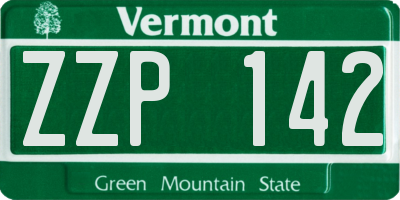 VT license plate ZZP142