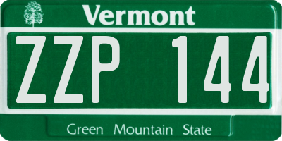 VT license plate ZZP144