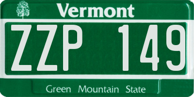 VT license plate ZZP149