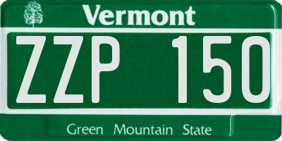 VT license plate ZZP150