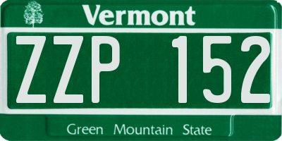 VT license plate ZZP152