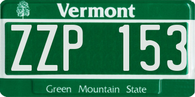 VT license plate ZZP153