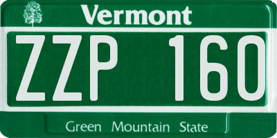 VT license plate ZZP160