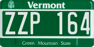 VT license plate ZZP164
