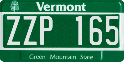 VT license plate ZZP165