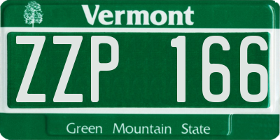 VT license plate ZZP166