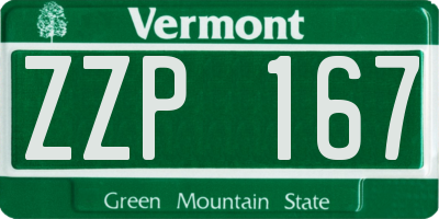 VT license plate ZZP167