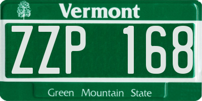 VT license plate ZZP168