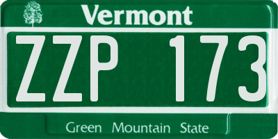 VT license plate ZZP173