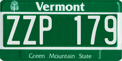 VT license plate ZZP179