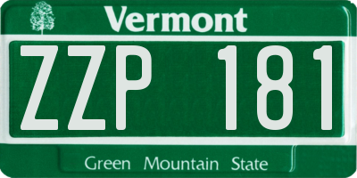 VT license plate ZZP181