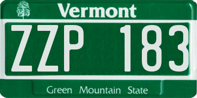 VT license plate ZZP183