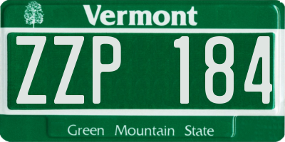 VT license plate ZZP184
