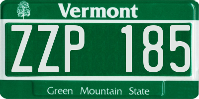 VT license plate ZZP185
