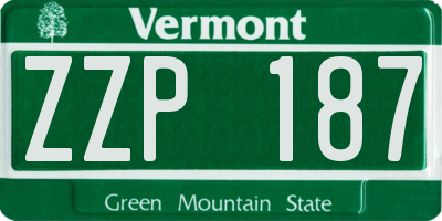 VT license plate ZZP187