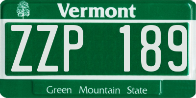VT license plate ZZP189