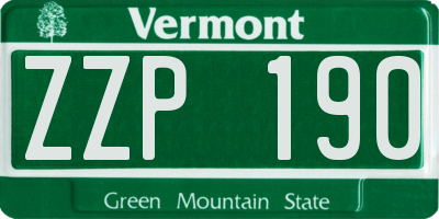 VT license plate ZZP190