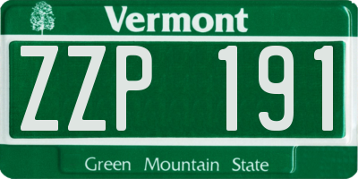 VT license plate ZZP191