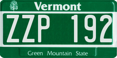 VT license plate ZZP192