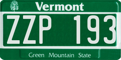 VT license plate ZZP193