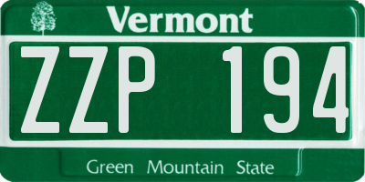 VT license plate ZZP194
