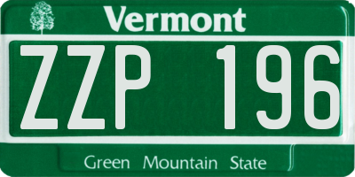 VT license plate ZZP196