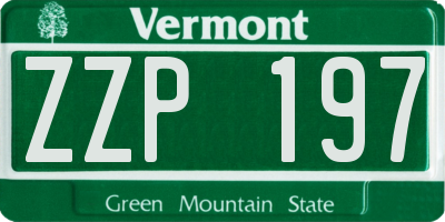 VT license plate ZZP197