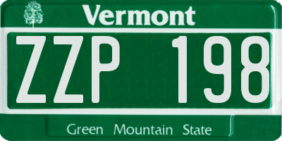 VT license plate ZZP198