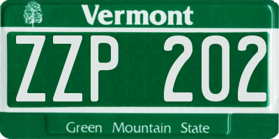 VT license plate ZZP202