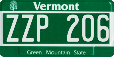 VT license plate ZZP206