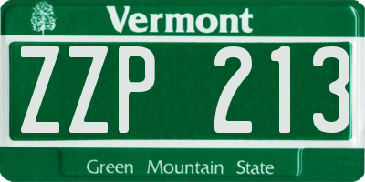 VT license plate ZZP213