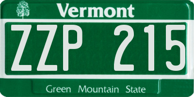 VT license plate ZZP215