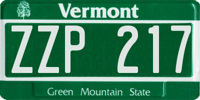VT license plate ZZP217