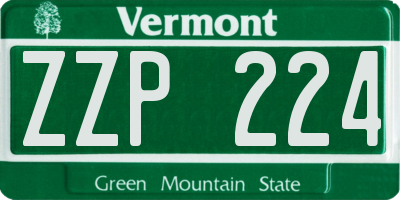 VT license plate ZZP224