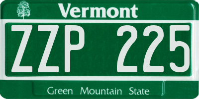 VT license plate ZZP225