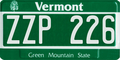 VT license plate ZZP226