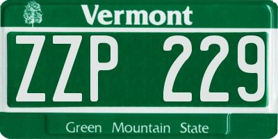 VT license plate ZZP229