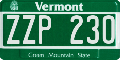 VT license plate ZZP230