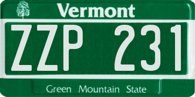 VT license plate ZZP231