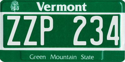 VT license plate ZZP234