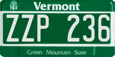 VT license plate ZZP236