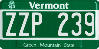 VT license plate ZZP239