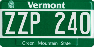 VT license plate ZZP240